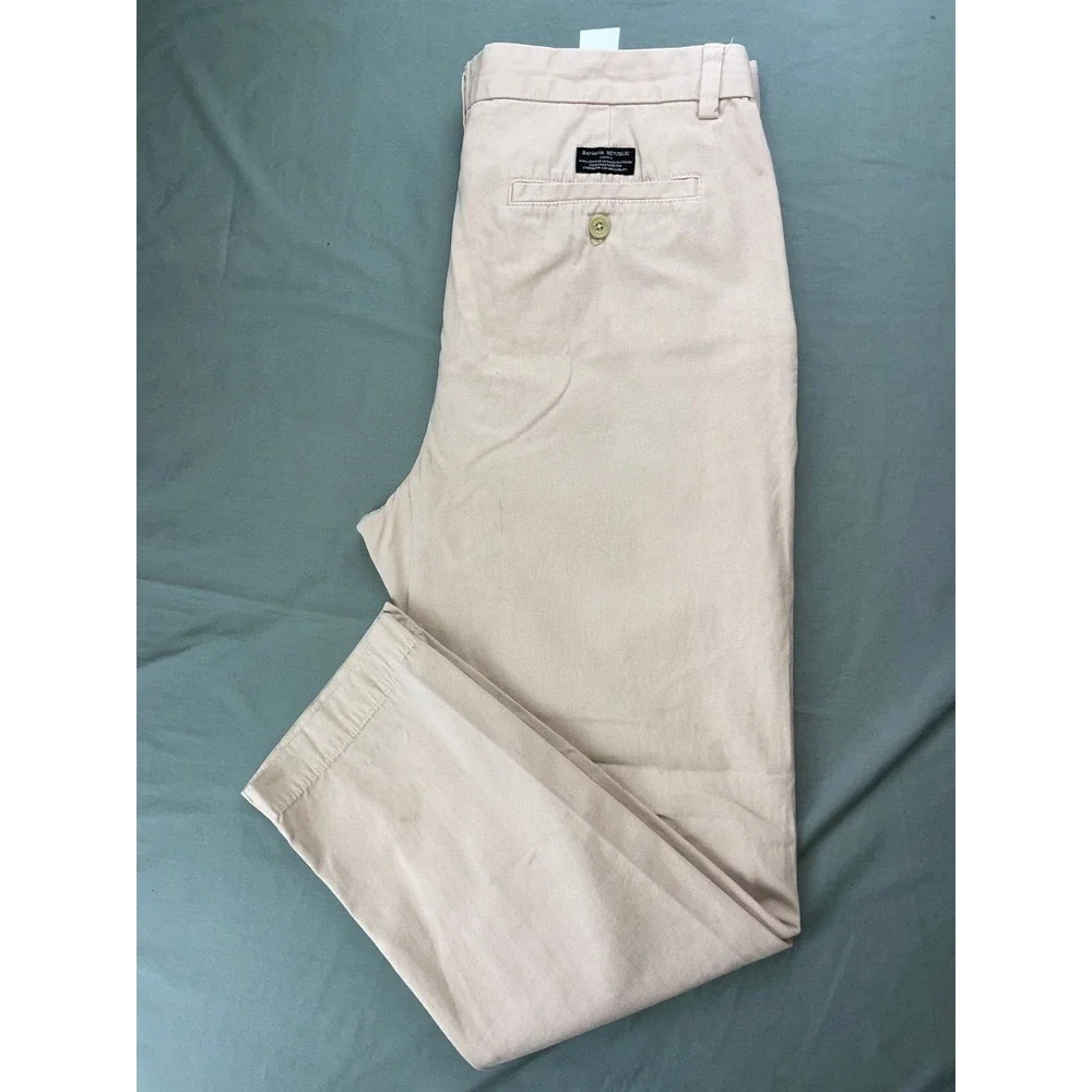 Banana Republic Aiden Fit Flat Front 100% Cotton Chino Pants. Washed Beige 35X29